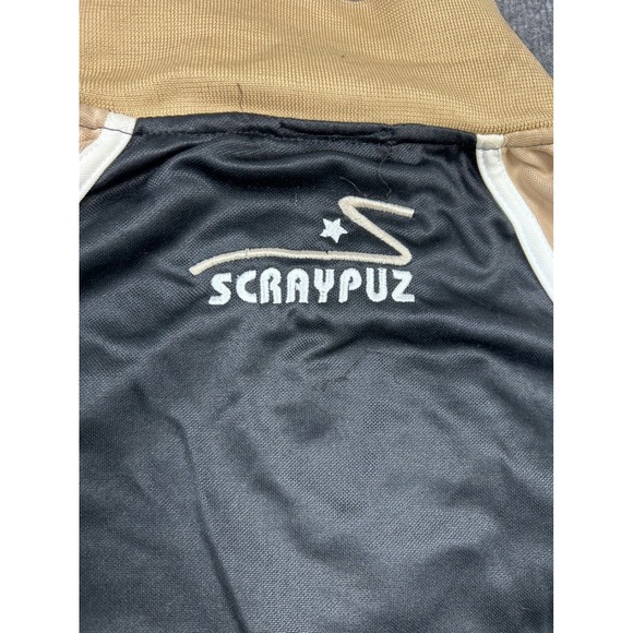 Vintage RARE SCRAYPUZ Track Jacket Full Zip Black Tan‎ White Stripe Size 2X - Picture 9 of 10